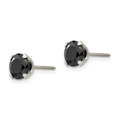 Inverness Stainless Steel Black CZ Earrings