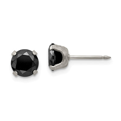 Inverness Stainless Steel Black CZ Earrings