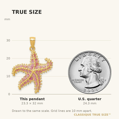 14K Pink Enameled Starfish Pendant