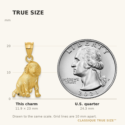 14K Dog Charm, 23 x 12mm