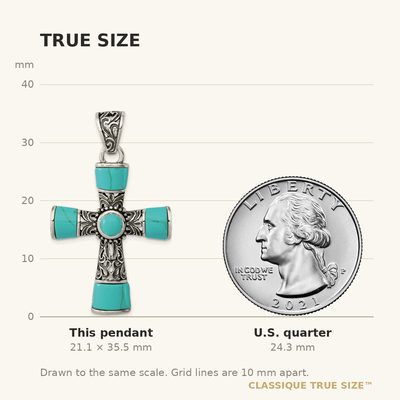 Sterling Silver Synthetic Turquoise Antiqued Cross Pendant