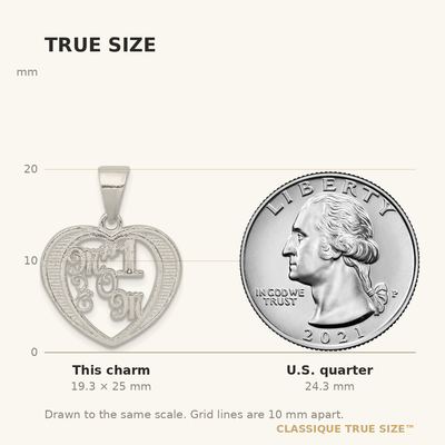 Sterling Silver # 1 Mom Charm, 25 x 20mm