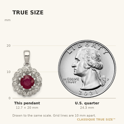 Sterling Silver Rhodium Plated White Topaz & Ruby Pendant