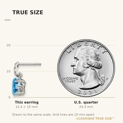 Sterling Silver Rhodium-plated Blue Topaz Earrings, 15 x 6mm