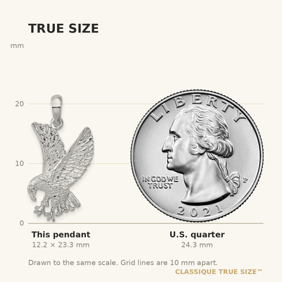 De-Ani Sterling Silver Rhodium-Plated Polished Textured Landing Eagle Pendant