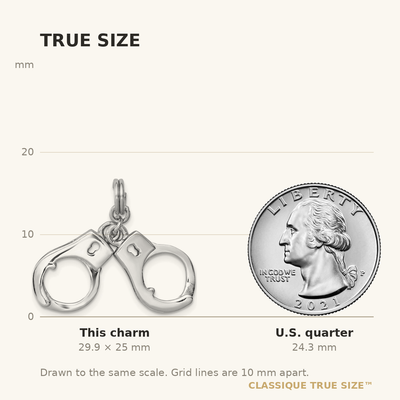 Sterling Silver Rhodium-platedPolished Movable Handcuffs Charm