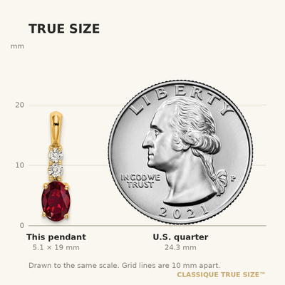 14K Oval Created Ruby and Diamond Pendant, 19 x 5mm