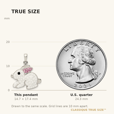 Sterling Silver Rhod-pltd Imitation Pearl/Preciosa Crystal Rabbit Pendant