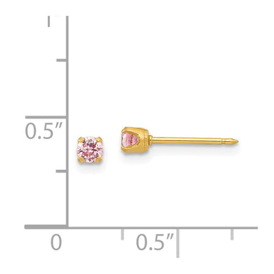 Inverness Stainless Steel 24K Gold-plated Pink CZ Post Earrings