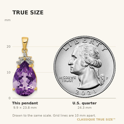 14K Pear 3.55 Amethyst & Diamond Pendant