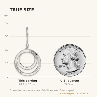 White Ice Sterling Silver Rhodium-plated Fancy Diamond Circle Shepherd Hook Dangle Earrings