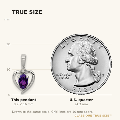 Sterling Silver Rhodium-plated Amethyst & Diam. Pendant, 16 x 10mm