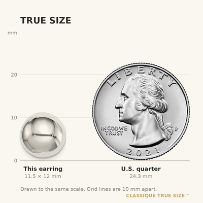 Sterling Silver Polished Button Earrings, 12 x 12mm