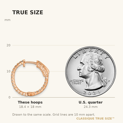 Sterling Shimmer Sterling Silver Rose-tone Rose Gold-plated 42 Stone CZ In and Out Round Hinged Hoop Earrings