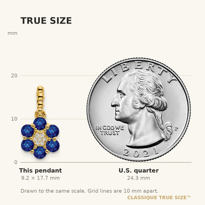 14K Sapphire and Diamond Floral Pendant