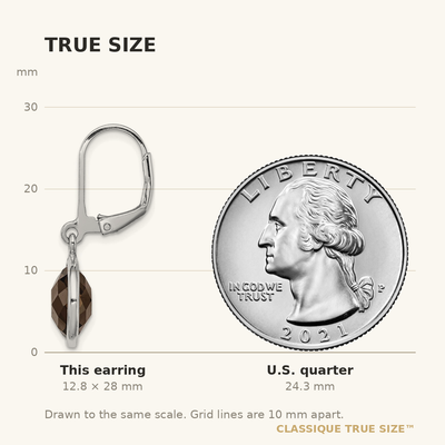 Sterling Silver Rhodium-plated Smoky Quartz Earrings, 28 x 11mm
