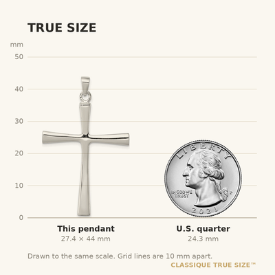 Sterling Silver Cross Pendant, 44 x 29mm