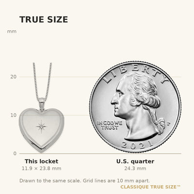 Sterling Silver RH-plated Diamond Pol/Satin Heart Locket & Pendant Set