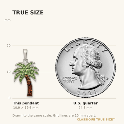 Sterling Silver Rhodium-plated Polished Preciosa Crystal Palm Tree Pendant