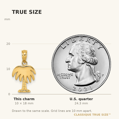 14K Charleston Palm Tree Charm, 18 x 10mm