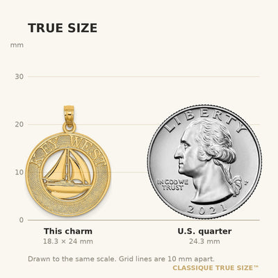 14K KEY WEST Sailboat Circle Charm