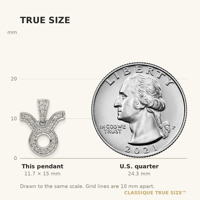 14K White Gold Diamond Taurus Zodiac Pendant