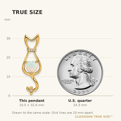 14K Created Opal and Diamond Cat Pendant