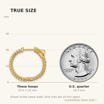 14K In/Out Hoop w/ Safety Clasp Diamond Earrings