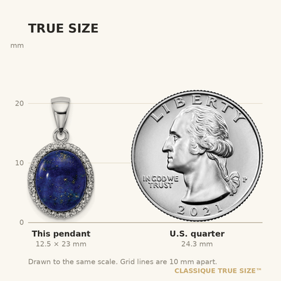 Sterling Silver Rhodium-plated Polished w/Lapis & White Topaz Pendant
