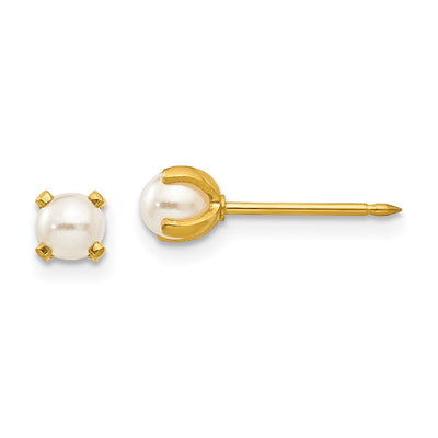 Inverness Stainless Steel 24K Gold-plated Simulated Pearl Earrings