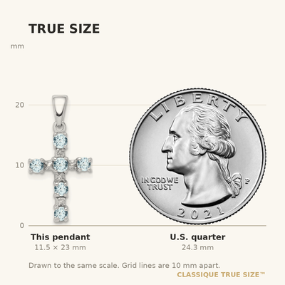 Sterling Silver Rhodium-plated Aquamarine & Diamond Accent Cross Pendant