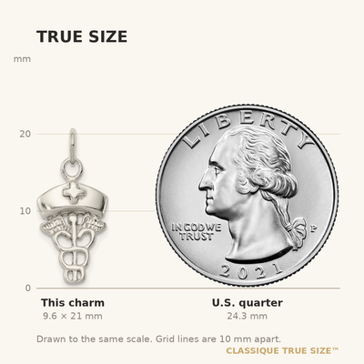 Sterling Silver Nurse Symbol Charm, 21 x 11mm