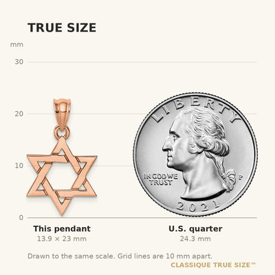 14K Rose Polished Star of David Pendant