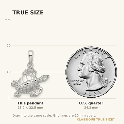 De-Ani Sterling Silver Rhodium-Plated Polished Large Sea Turtle Pendant