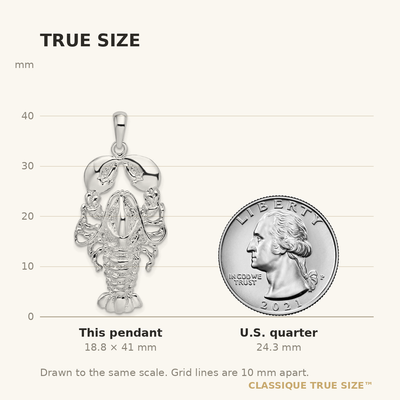 De-Ani Sterling Silver Rhodium-Plated Polished Maine Lobster Pendant
