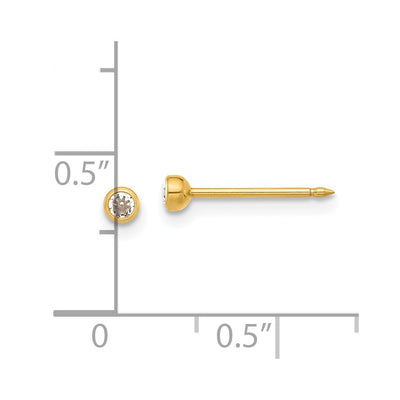 Inverness Stainless Steel 24K GP Crystal Bezel Post Earrings