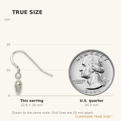 Sterling Silver Heart Dangle Earrings, 24 x 9mm