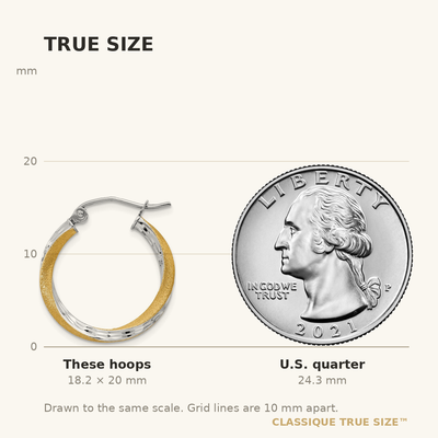 14K & Rhodium Diamond-cut Twisted Hoop Earrings, 20 x 2.5mm