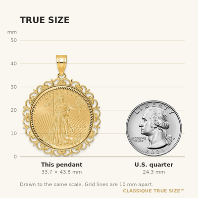 Wideband Distinguished Coin Jewelry 14ky Fancy Diamond-cut Prong Mounted 1/2oz American Eagle Coin Bezel Pendant