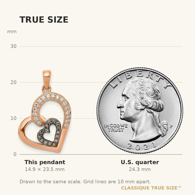 14K Rose Gold Champagne and White Diamond Hearts Pendant