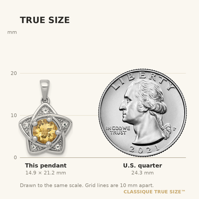 Sterling Silver Rhodium-plated Polished Citrine and White Topaz Star Pendant
