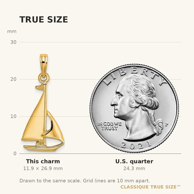14K 2-D Polished Sailboat Charm