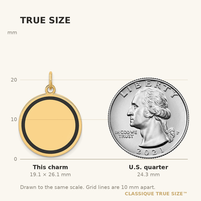 14K w/Enamel .027 Gauge Circular Engravable Disc Charm, 26.08 x 19.27mm
