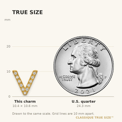 14K Diamond Letter V Initial Charm