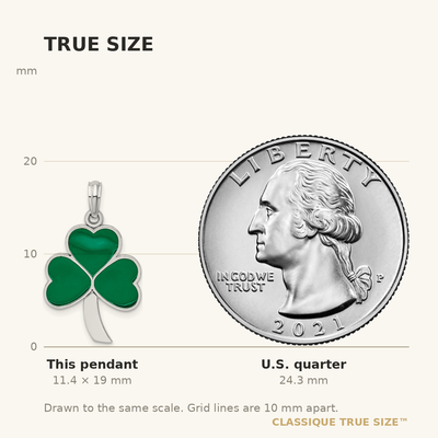 De-Ani Sterling Silver Rhodium-Plated Polished Enameled Shamrock Pendant