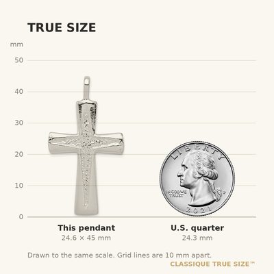 Sterling Silver Cross Pendant, 45 x 25mm