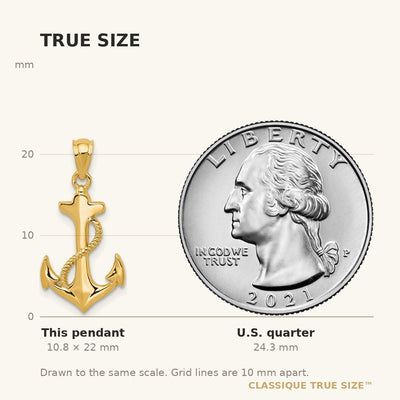 14K Polished Anchor Pendant