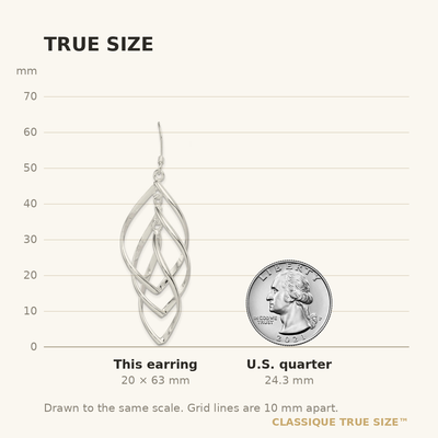Sterling Silver Polished Twisted Dangle Earrings, 63 x 16mm
