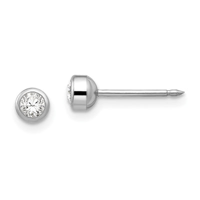 Inverness 14K White Gold April Crystal Bezel Earrings