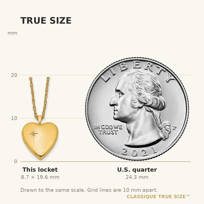 1/20 Gold Filled Polished/Satin Diamond Star Heart Locket Necklace
